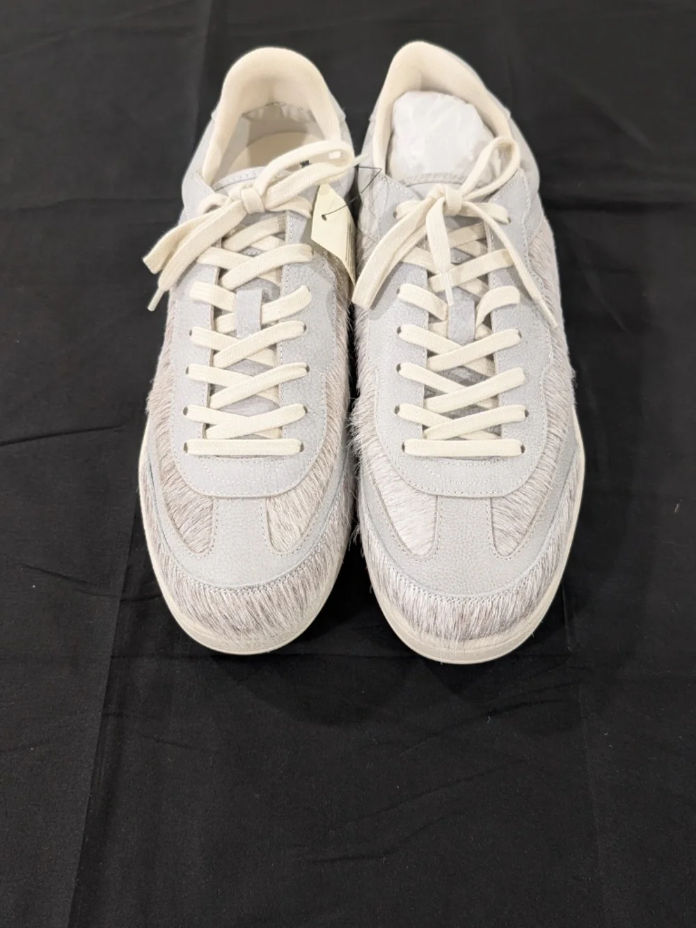 Axel Arigato Dice T-Toe Pony Hair Sneakers Light Gray Off White Men US 11 EU 45